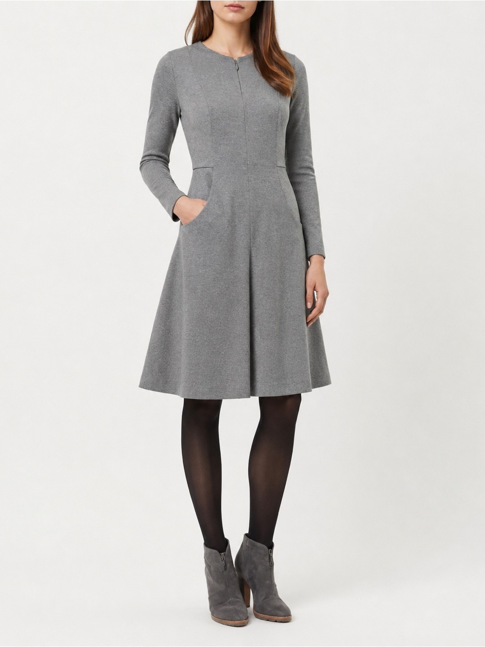 Akris Punto gray wool fit and flare dress 6